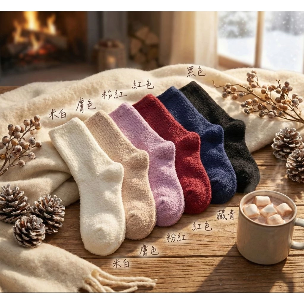 凱美棉業｜冬季限定暖暖羊羔絨襪-素色經典款 女款毛襪 冬日防寒襪