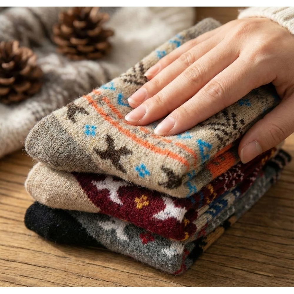 凱美棉業｜冬日必備（女款）精緻保暖毛襪 防寒襪 保暖襪 毛襪 長襪 冬天襪-聖誕馴鹿款