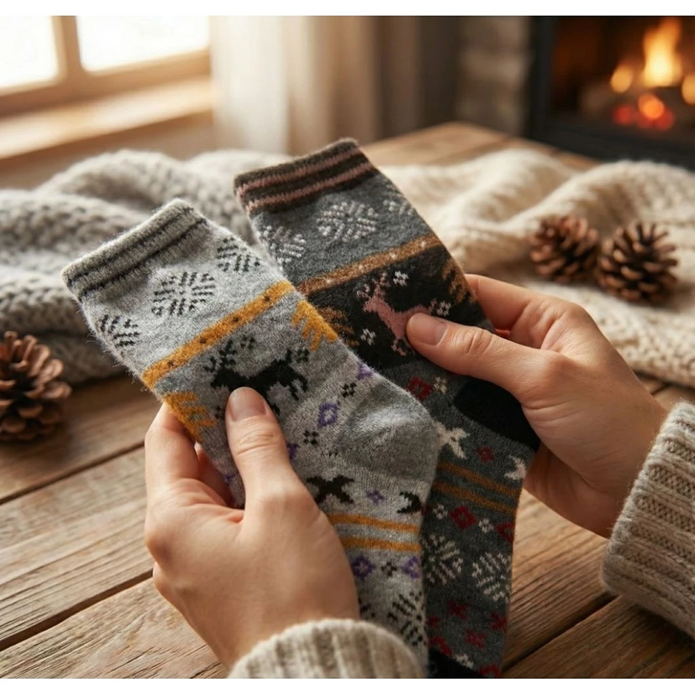 凱美棉業｜冬日必備（女款）精緻保暖毛襪 防寒襪 保暖襪 毛襪 長襪 冬天襪-聖誕馴鹿款