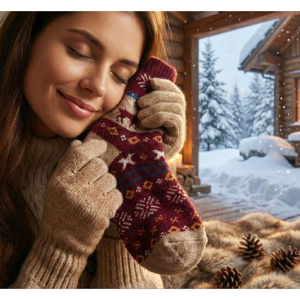 凱美棉業｜冬日必備（女款）精緻保暖毛襪 防寒襪 保暖襪 毛襪 長襪 冬天襪-聖誕馴鹿款