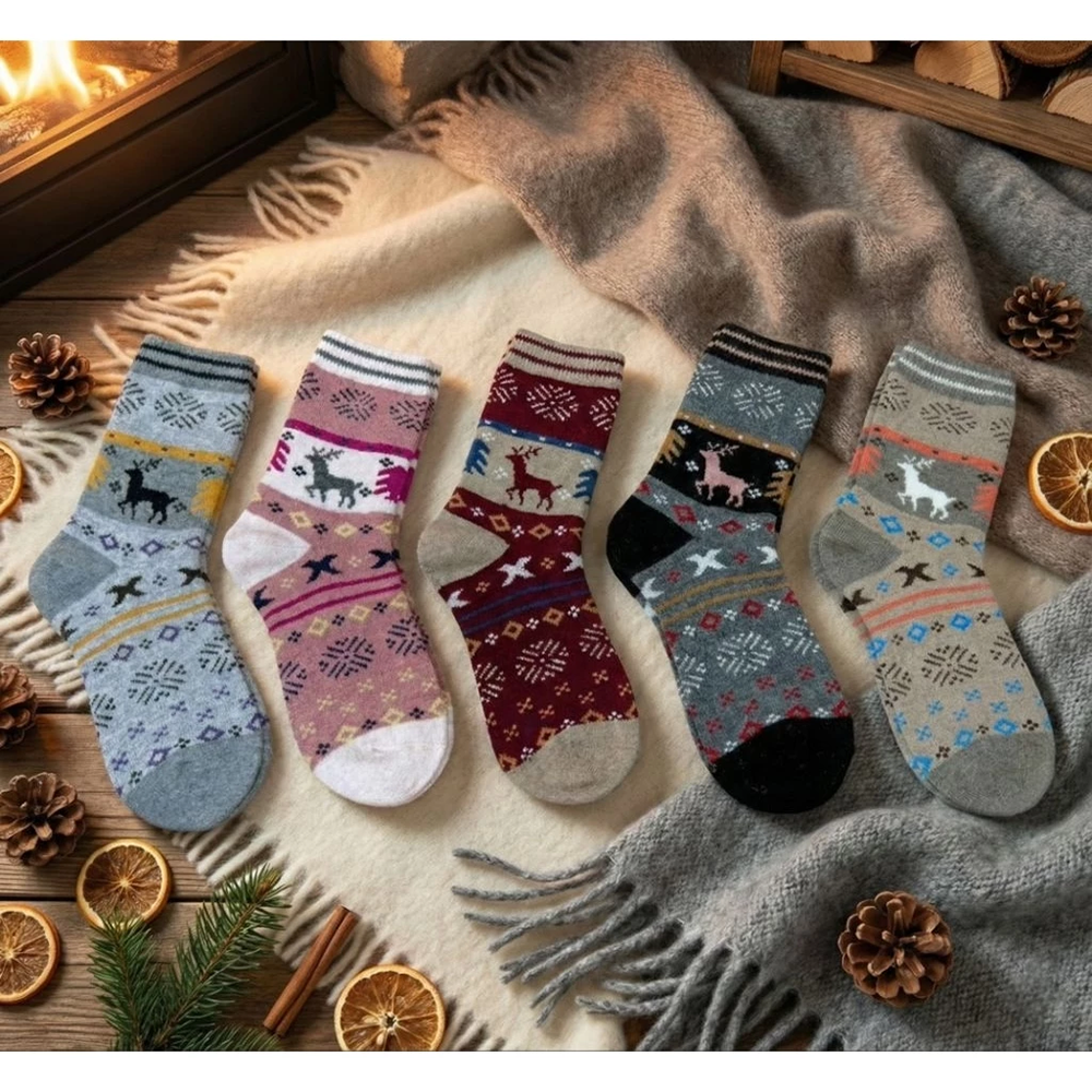 凱美棉業｜冬日必備（女款）精緻保暖毛襪 防寒襪 保暖襪 毛襪 長襪 冬天襪-聖誕馴鹿款