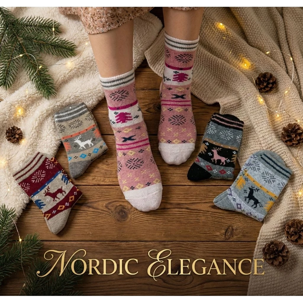 凱美棉業｜冬日必備（女款）精緻保暖毛襪 防寒襪 保暖襪 毛襪 長襪 冬天襪-聖誕馴鹿款