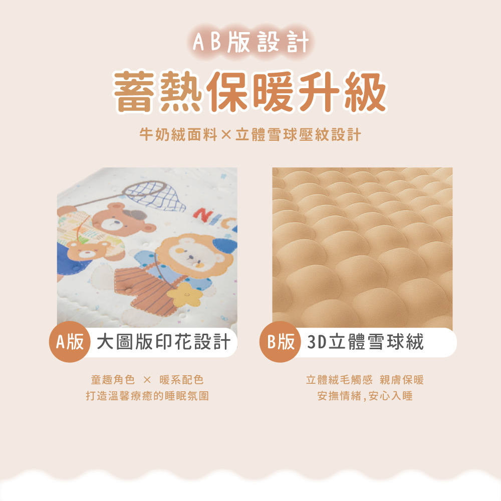 韓系保暖牛奶絨雪球被 牛奶絲×背面荳荳絨 雙人180×210cm