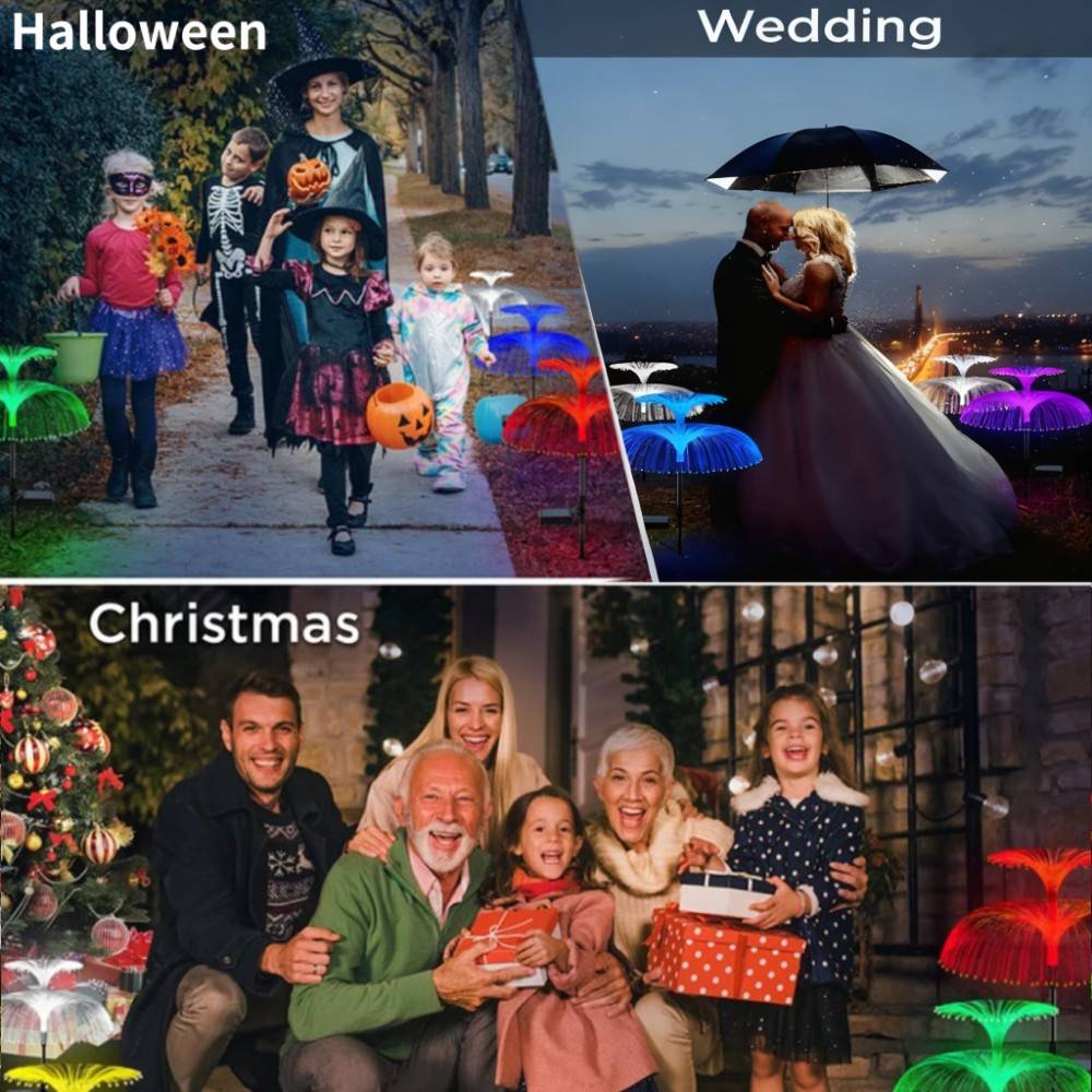 【JELLY】太陽能庭院雙層水母觀賞燈/七彩氛圍露營燈