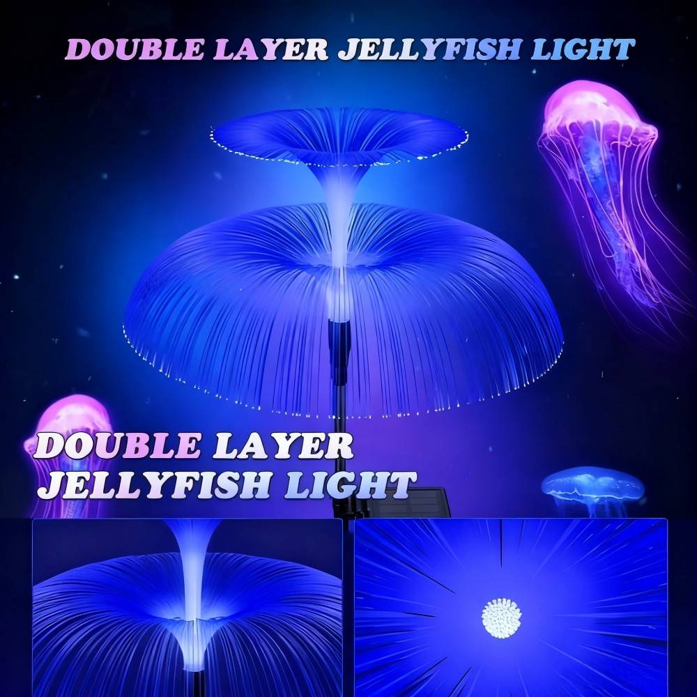 【JELLY】太陽能庭院雙層水母觀賞燈/七彩氛圍露營燈