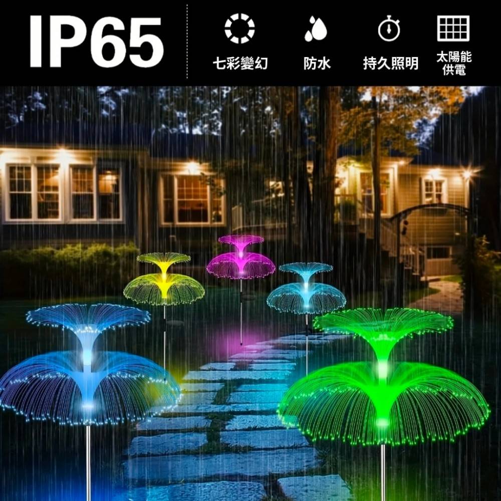 【JELLY】太陽能庭院雙層水母觀賞燈/七彩氛圍露營燈