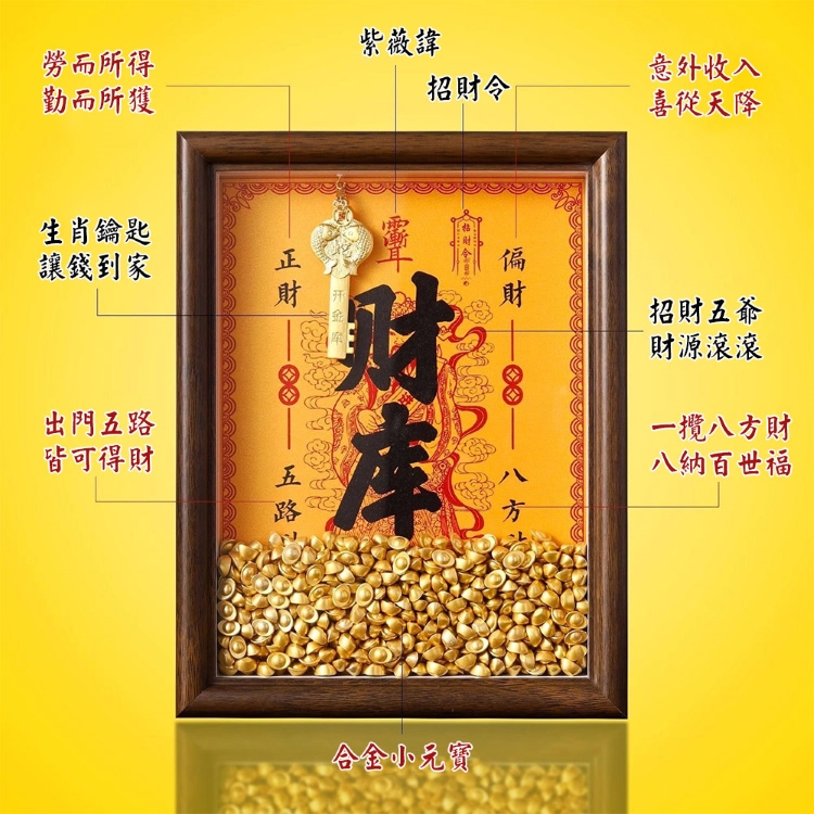 12生肖鑰匙開金庫相框擺設(附200顆小元寶)