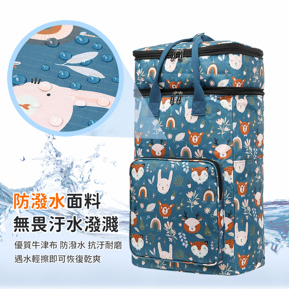 可擴展雙層平推式萬向5輪折疊拉桿保溫購物車