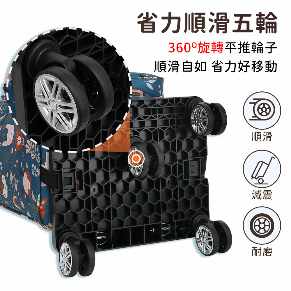 可擴展雙層平推式萬向5輪折疊拉桿保溫購物車