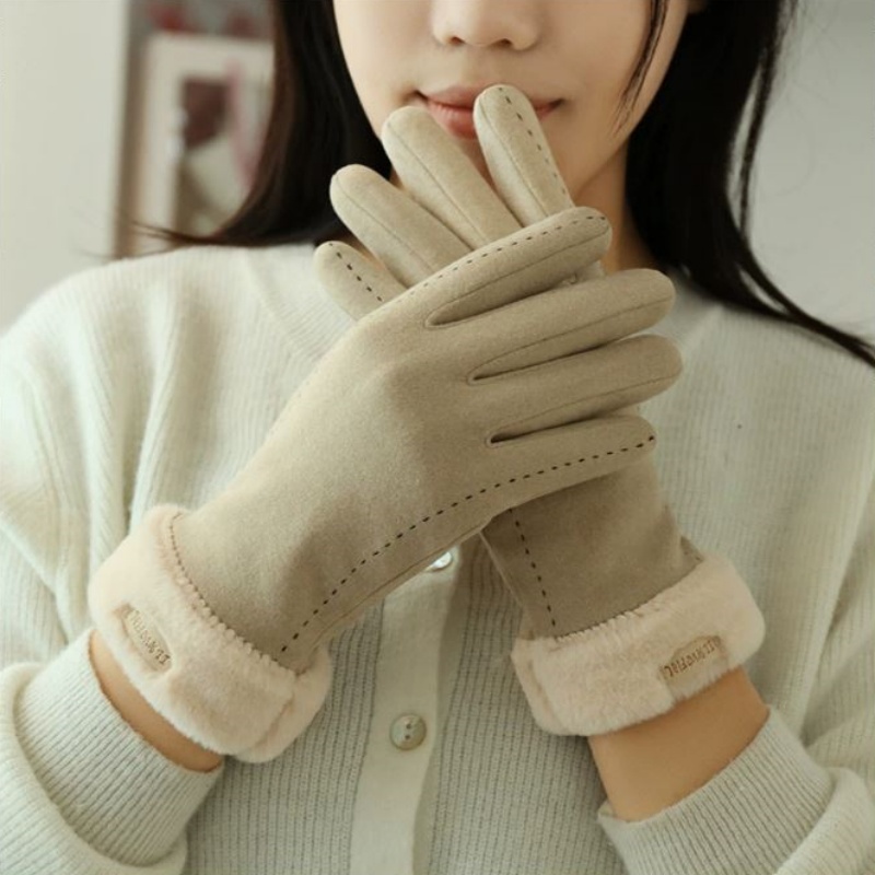 女士冬季德絨款加厚加絨保暖手套