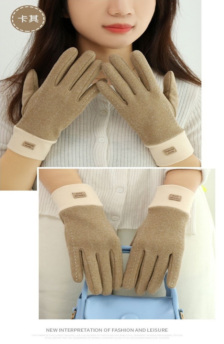女士冬季德絨款加厚加絨保暖手套