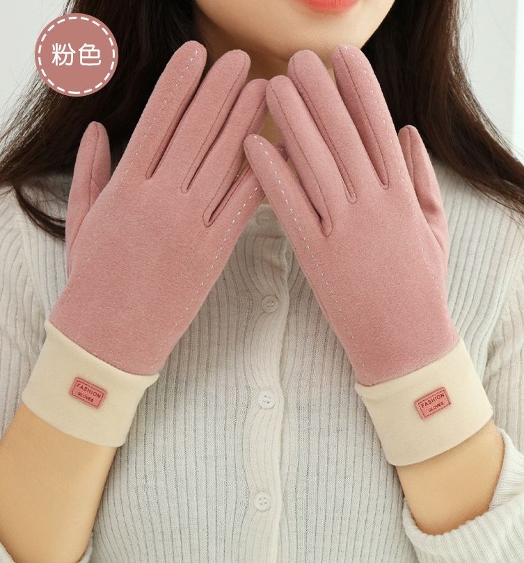 女士冬季德絨款加厚加絨保暖手套