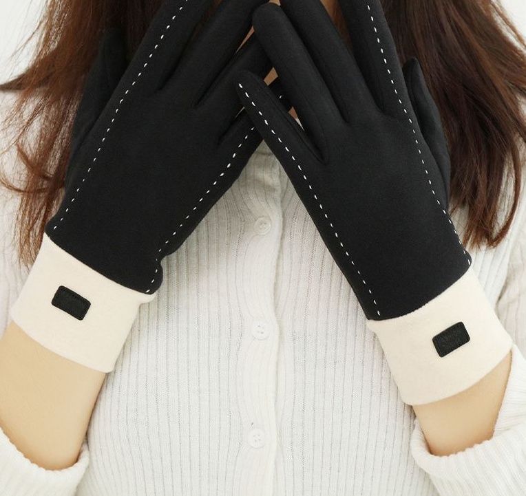 女士冬季德絨款加厚加絨保暖手套