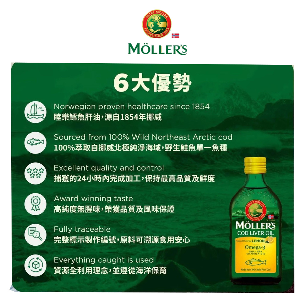 Mollers睦樂 鱈魚肝油250ml 兩款口味可選 (有效期限:2027.05)