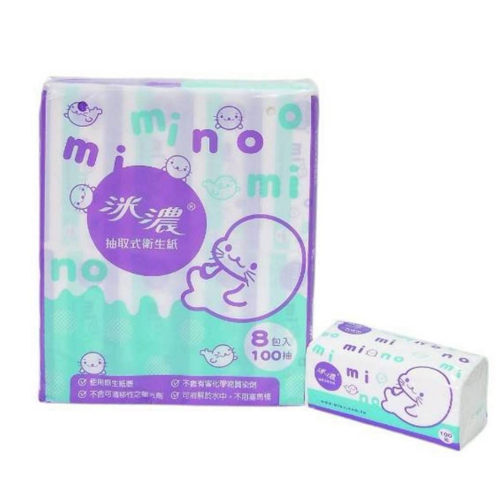 MINO洣濃抽取式花紋衛生紙100抽x64包/箱