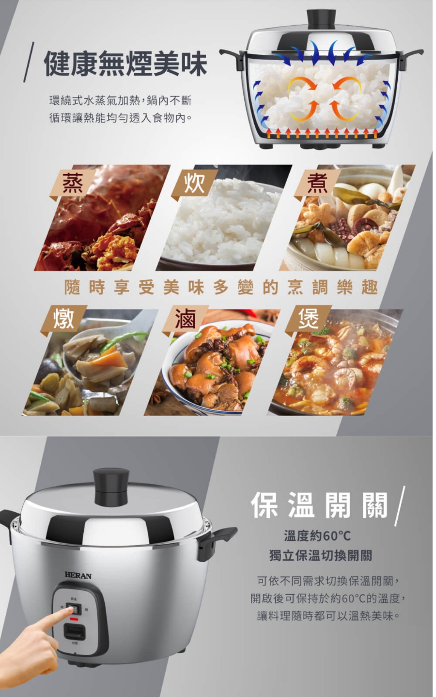 【禾聯】10人份 全機304不銹鋼電鍋《HSC-10UX01P》