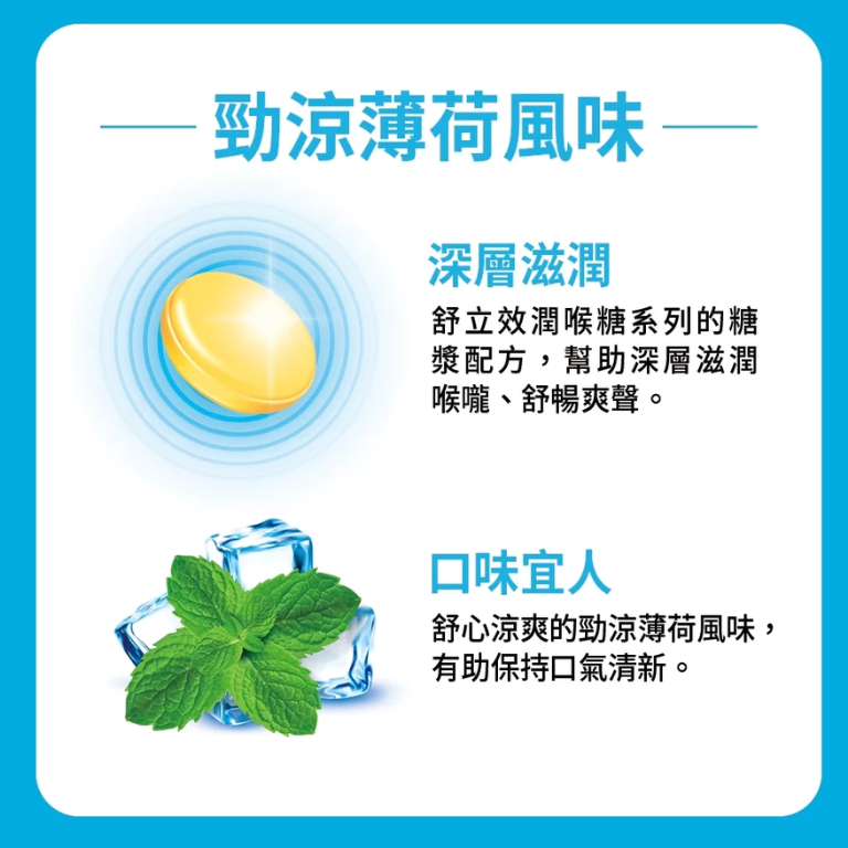 整盒販售【Strepsils 舒立效】勁涼薄荷潤喉糖