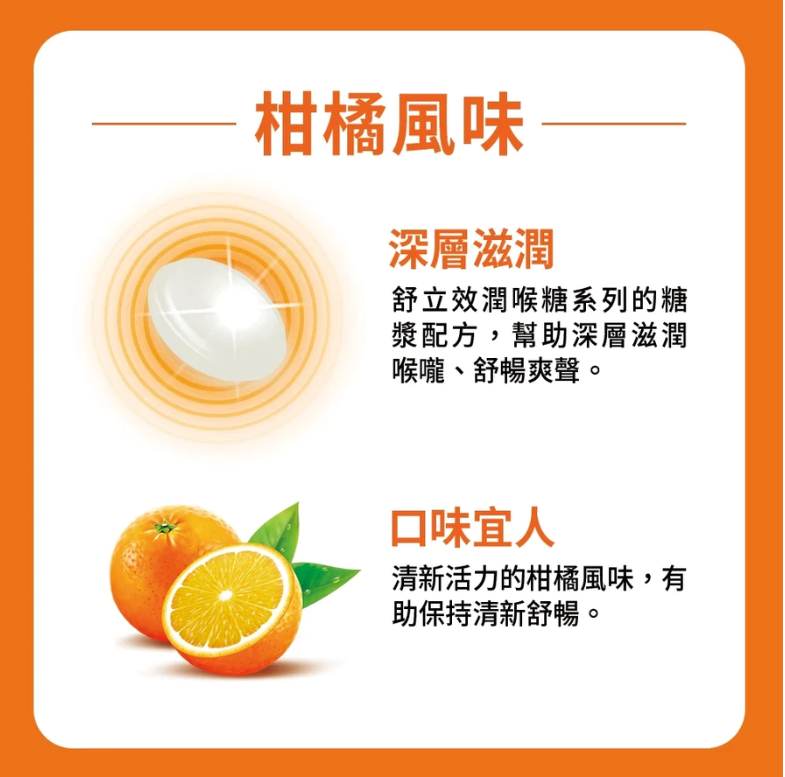 整盒販售【Strepsils 舒立效】柑橘風味潤喉糖