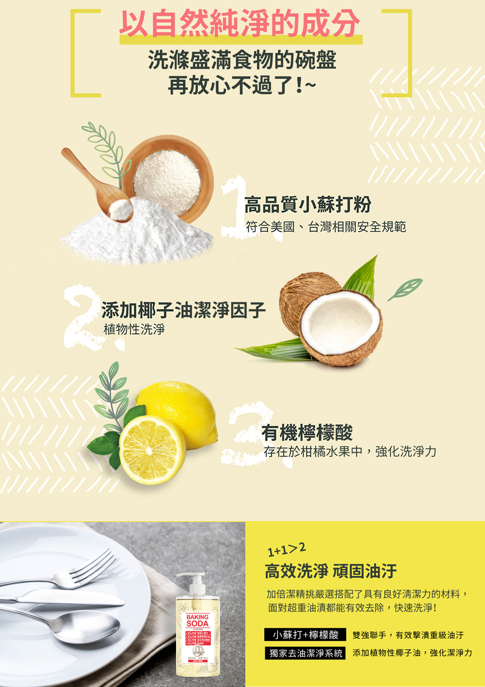  【加倍潔】 碗盤洗滌 液體小蘇打洗碗精瓶裝1000g.補充包800g