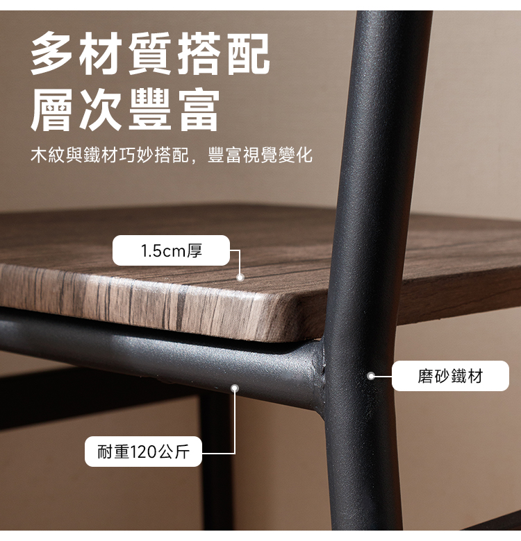 【Amos】1桌4椅漂流木紋工業風餐桌椅組