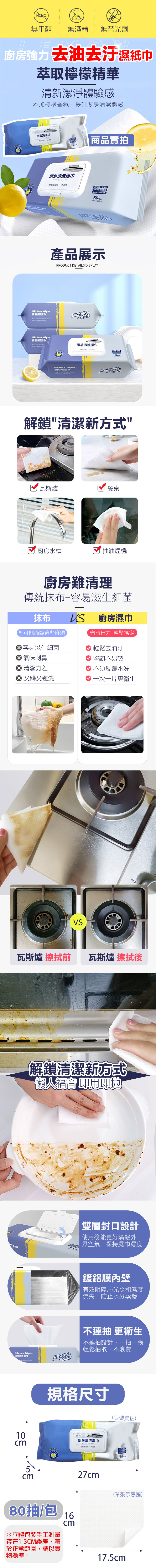 廚房強力去油去汙濕紙巾(80抽)