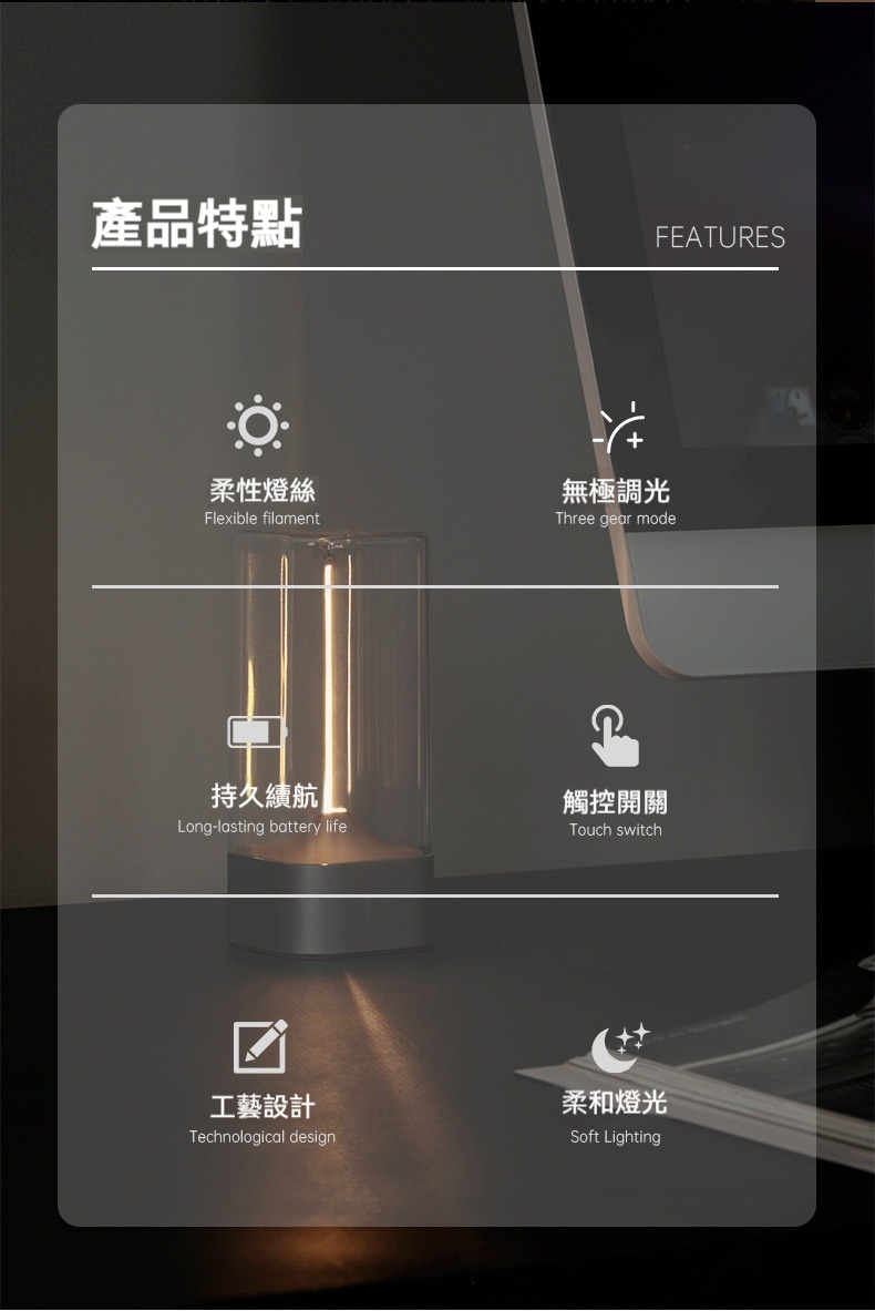 磁吸便攜量子小夜燈 檯燈 露營 宿舍 臥室