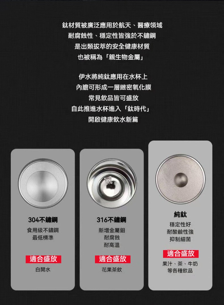 內外純鈦保溫杯 銀色 500ml 保冷 隨行 輕量 內膽