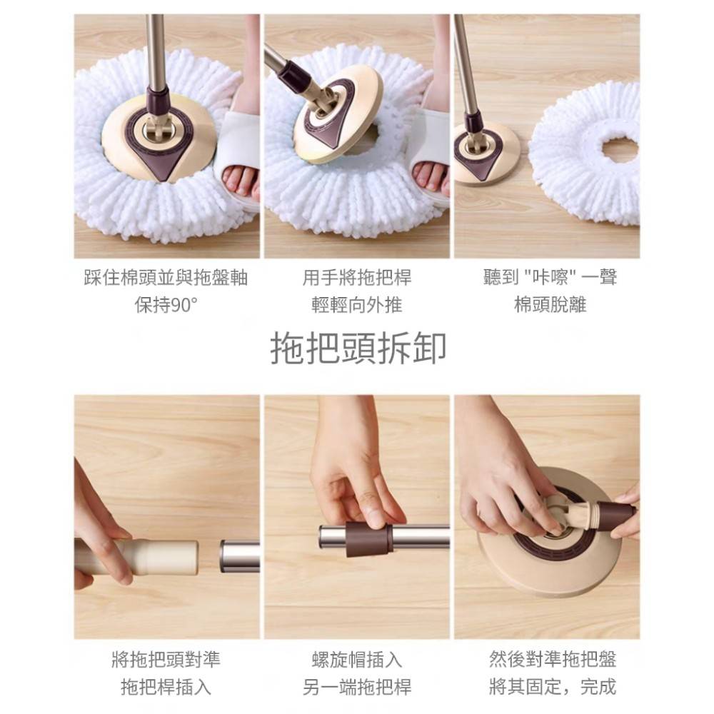 【工科感】 淨污分離不鏽鋼旋轉拖把組附替換布2入1桶1桿3布組合刮水桶免手洗乾濕兩用