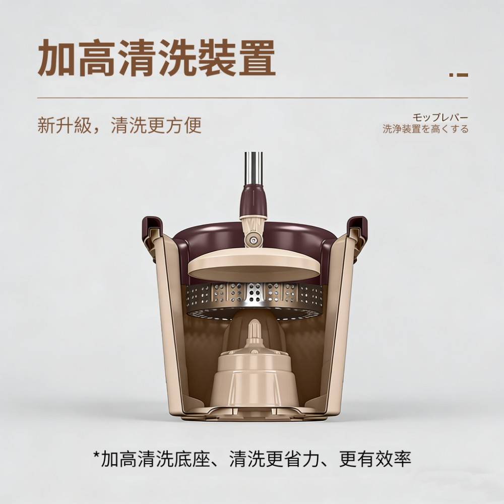 【工科感】 淨污分離不鏽鋼旋轉拖把組附替換布2入1桶1桿3布組合刮水桶免手洗乾濕兩用