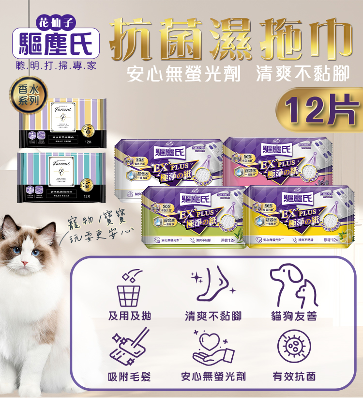 【驅塵氏】抗菌濕拖巾12片 