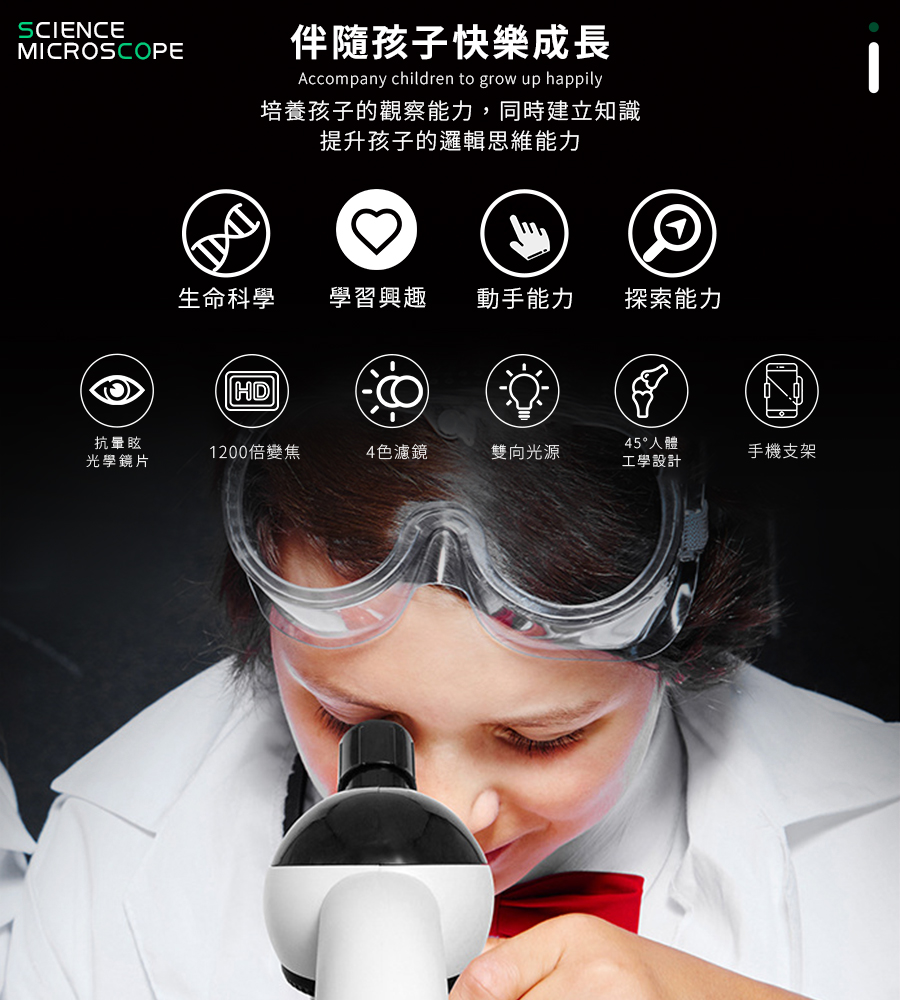 教學級 1200倍 顯微鏡 42件豪華套組 放大鏡 生物顯微鏡 電子顯微鏡 教學顯微鏡 科學玩具 顯微鏡