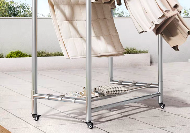 【ANDYMAY2】艾加旗艦超荷重三桿H型不鏽鋼摺疊曬衣架_200寬加大附輪((OH-K136)