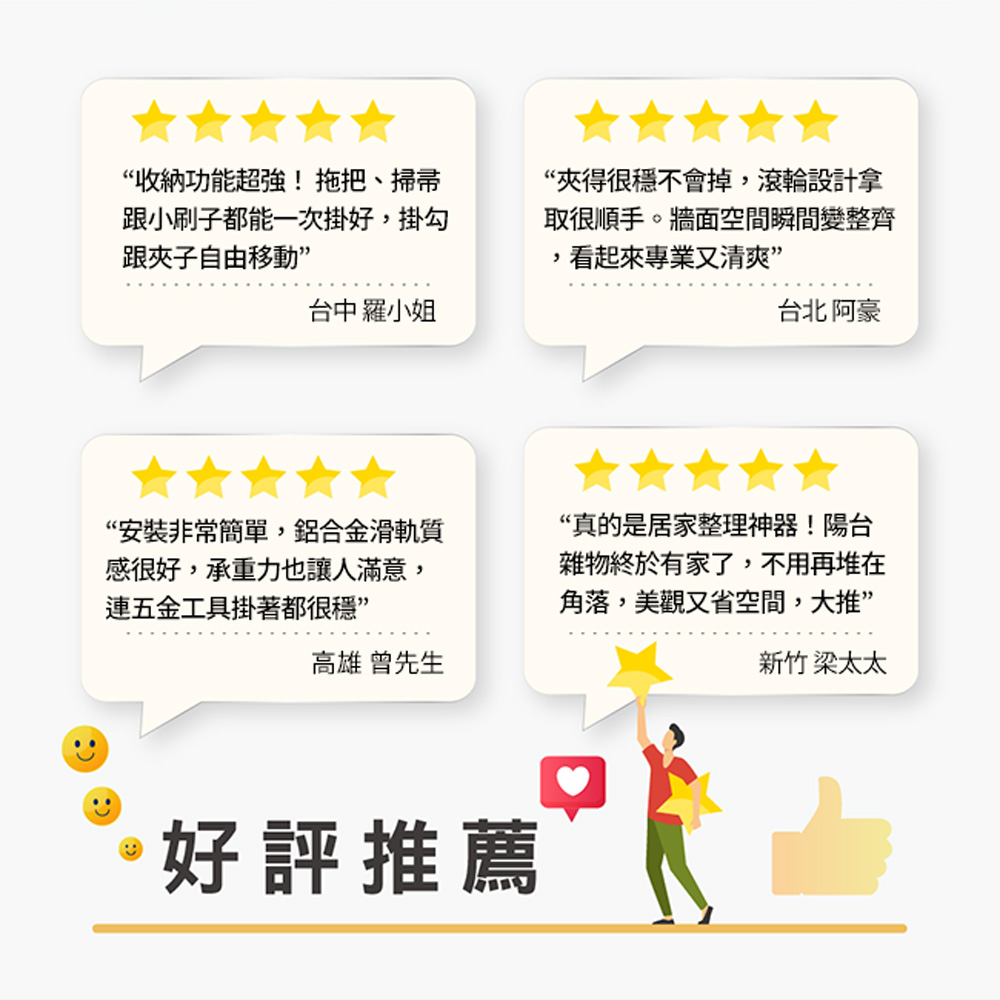 【百鈴】必卡鎖壁掛滑軌多功能三勾兩夾工具夾