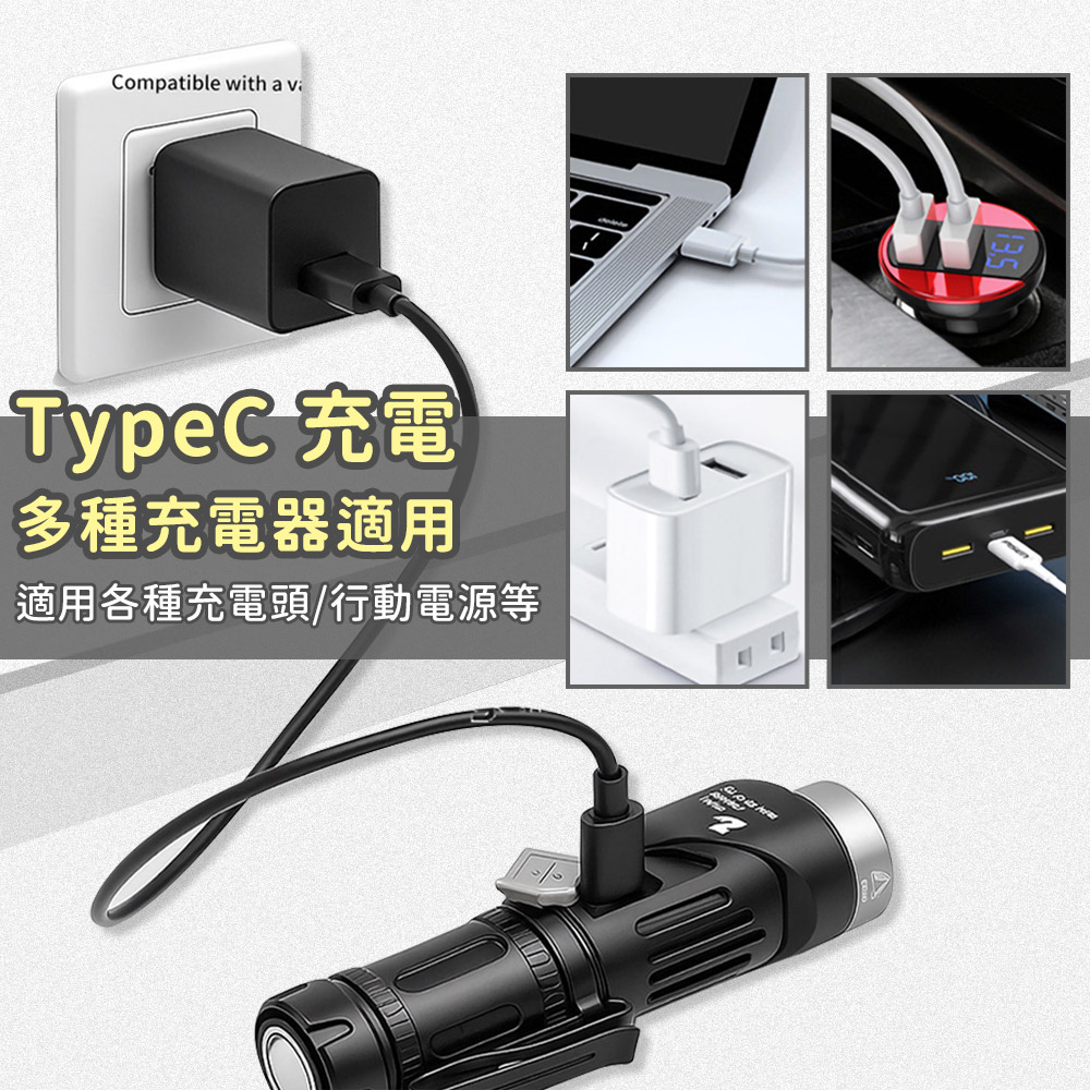 雙頭90°旋轉磁吸強光頭燈手電筒