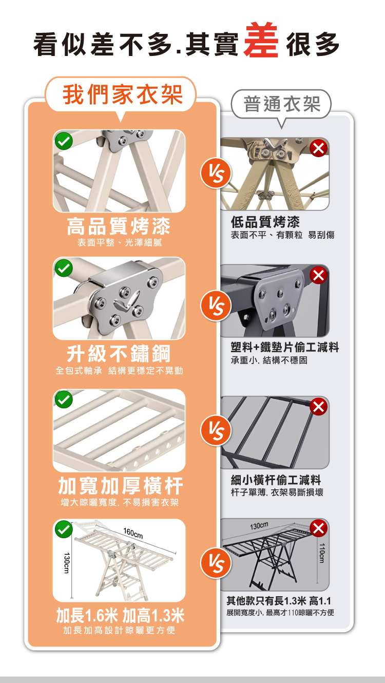 【ANDYMAY2】艾加蝶翼型加大三層折疊帶輪晾曬衣架(OH-K134)
