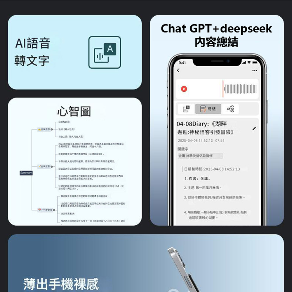 K-Ai-A3P 16G Ai錄音檔轉文字翻譯機降噪錄音筆卡片(錄音檔轉文字 磁吸 一鍵同步口譯會議 通話錄音)