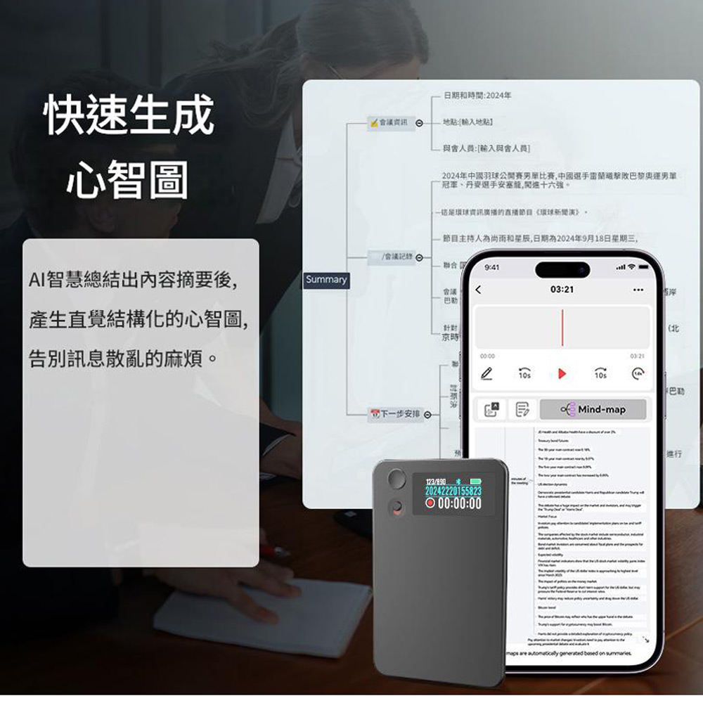 K-Ai-A3P 16G Ai錄音檔轉文字翻譯機降噪錄音筆卡片(錄音檔轉文字 磁吸 一鍵同步口譯會議 通話錄音)