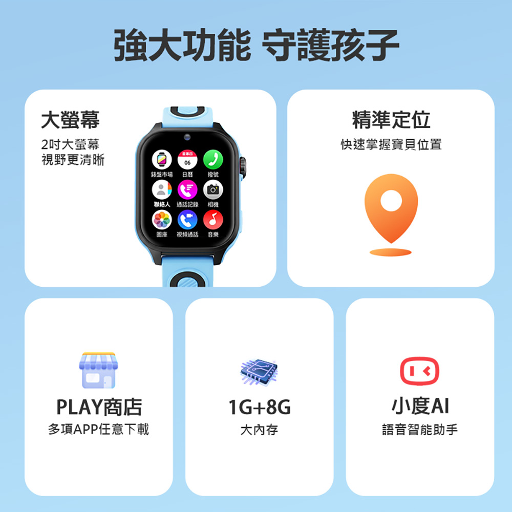 CW-52 Plus 安卓兒童定位手錶 4G+64G(PLAY商店 LINE來電通知 小度AI 升級語音輸入繁體免打字)