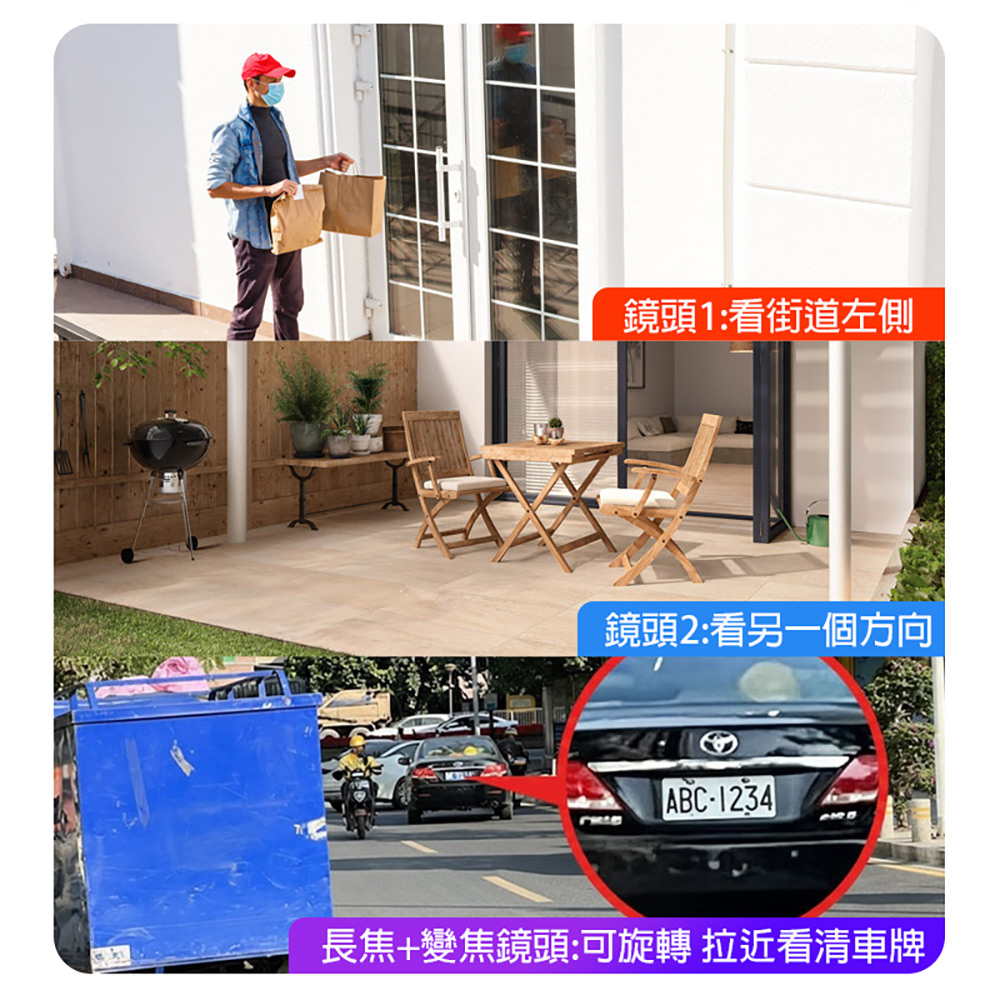 監控王 Q10-28A AI智能偵測四鏡頭監視器(6MP高畫質 1100萬廣角鏡頭 360度 三畫面 多人監控)