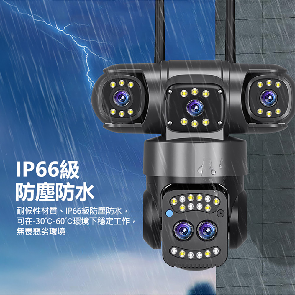監控王 Q10-28A AI智能偵測四鏡頭監視器(6MP高畫質 1100萬廣角鏡頭 360度 三畫面 多人監控)