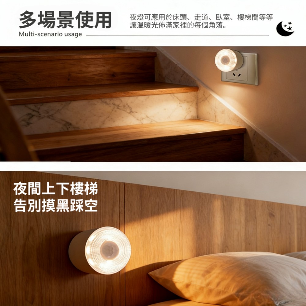 【感光居】LED插座無限續航人體感應燈/停電應急燈 ​衣櫃燈 玄關燈 床底燈