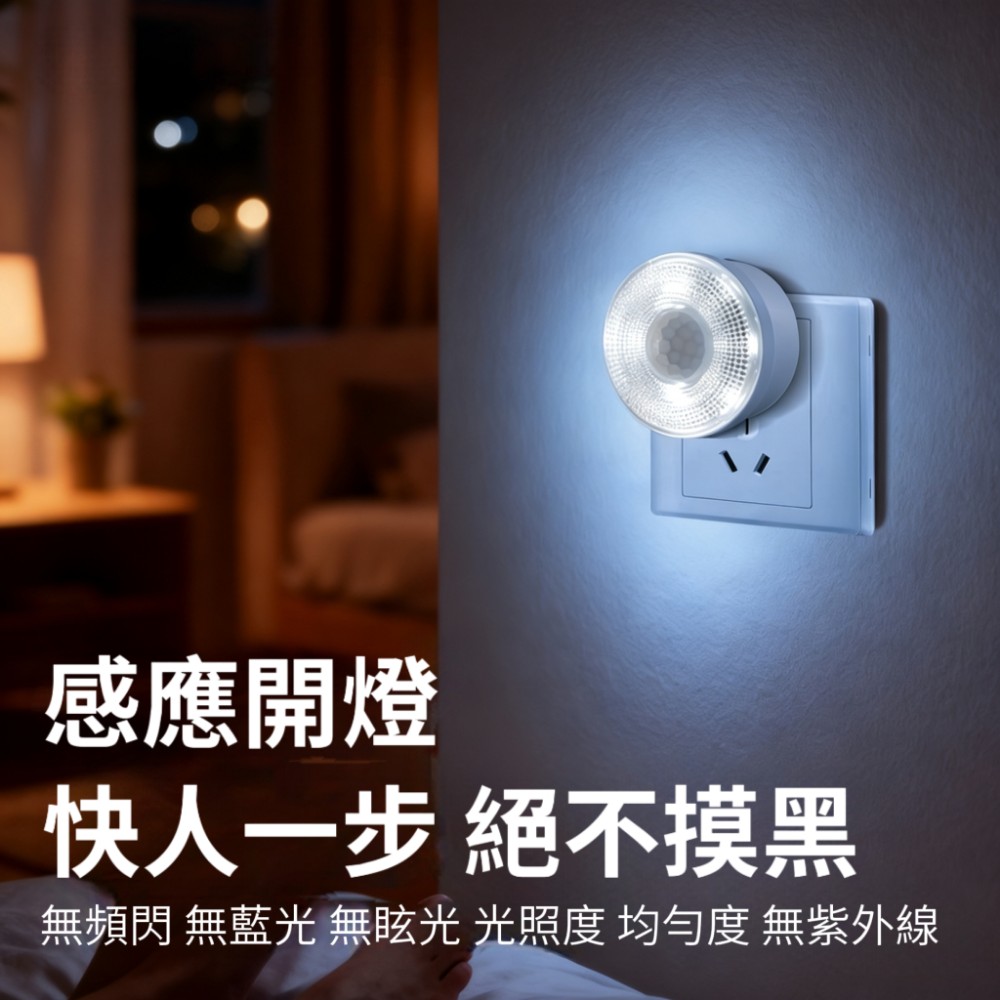 【感光居】LED插座無限續航人體感應燈/停電應急燈 ​衣櫃燈 玄關燈 床底燈