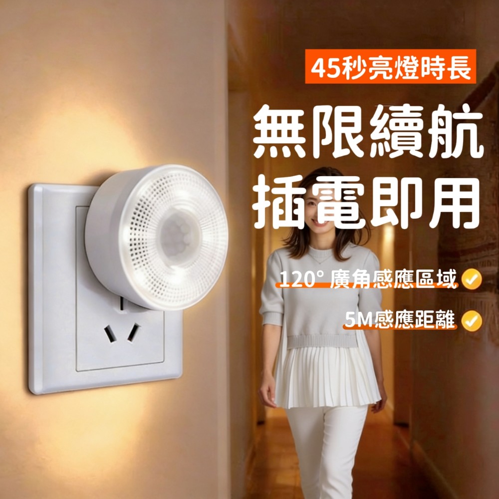 【感光居】LED插座無限續航人體感應燈/停電應急燈 ​衣櫃燈 玄關燈 床底燈
