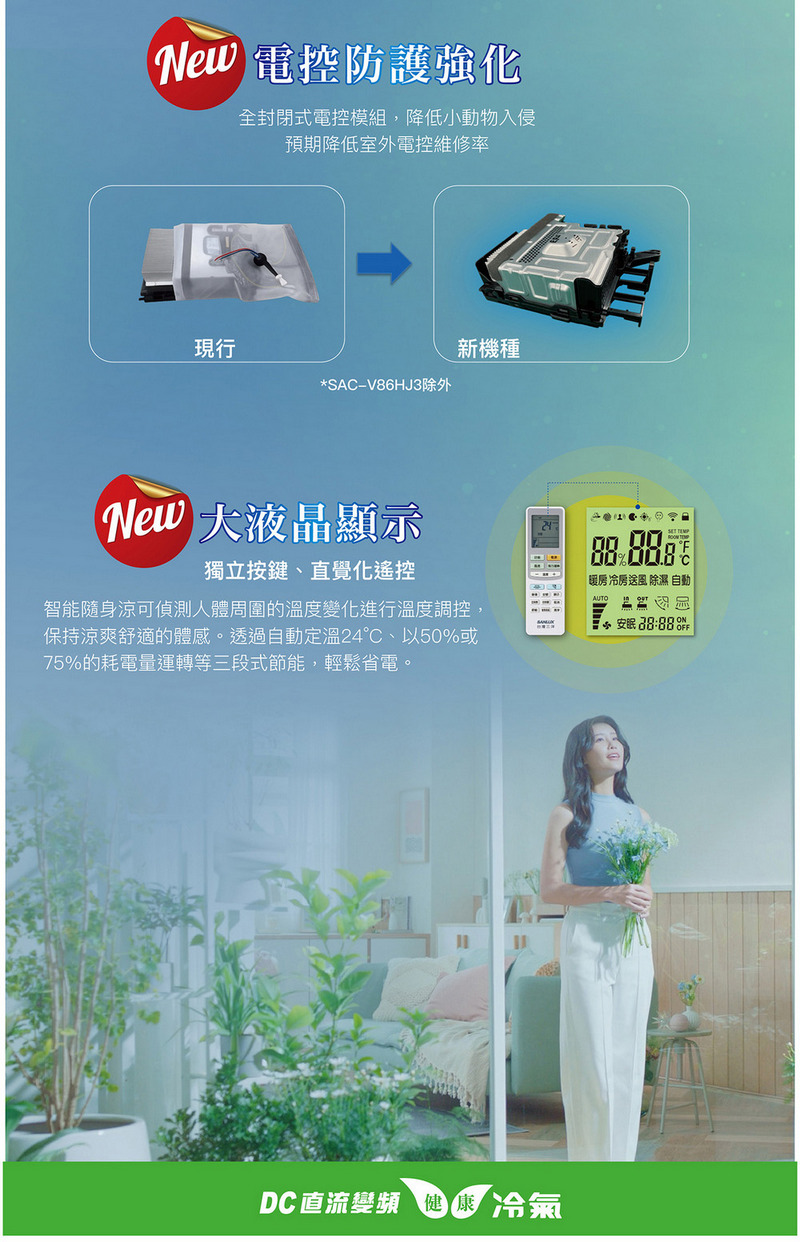 SANLUX台灣三洋2-3坪一級能效速捷淨變頻冷暖分離式冷氣 SAC-V23HJ3+SAE-V23HJ3~含基本安裝+舊機回收