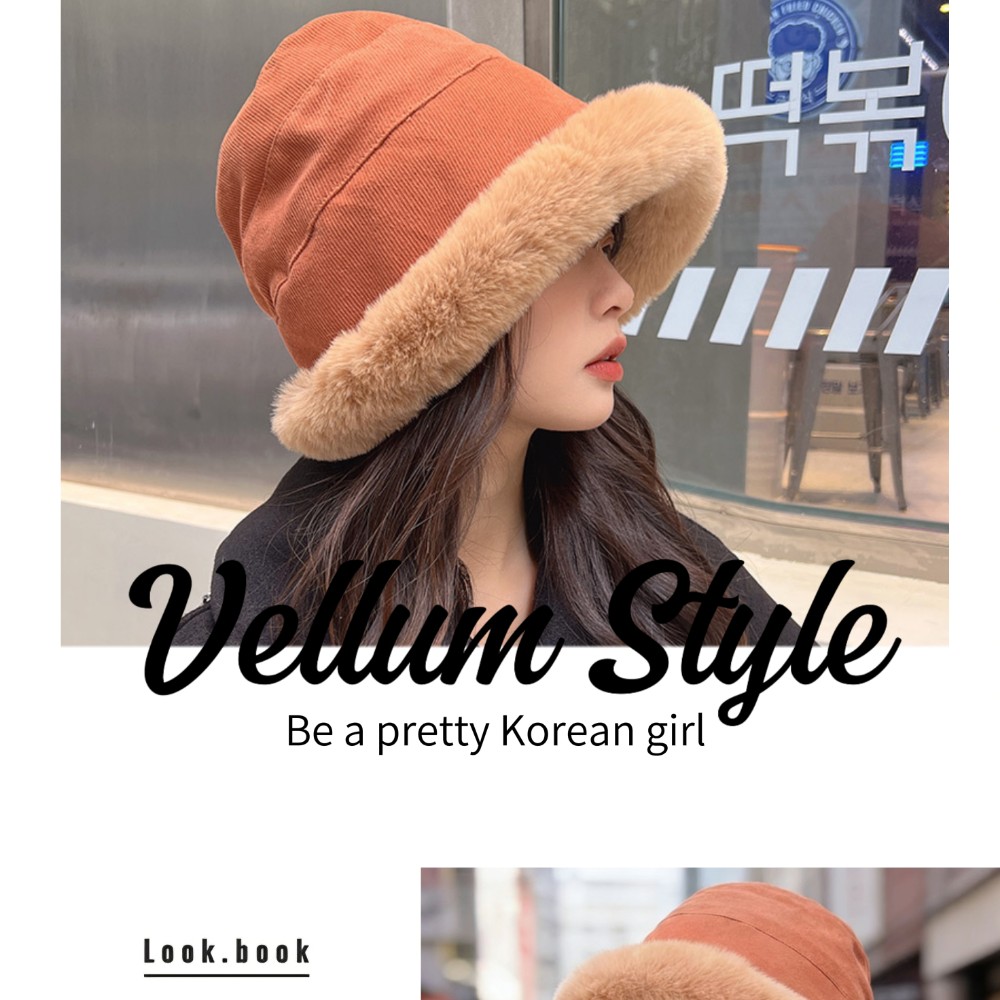 【Veluu】韓版仿兔毛防風蒙古帽/漁夫帽 軟糯親膚材質 立體顯臉小帽型 素顏必備