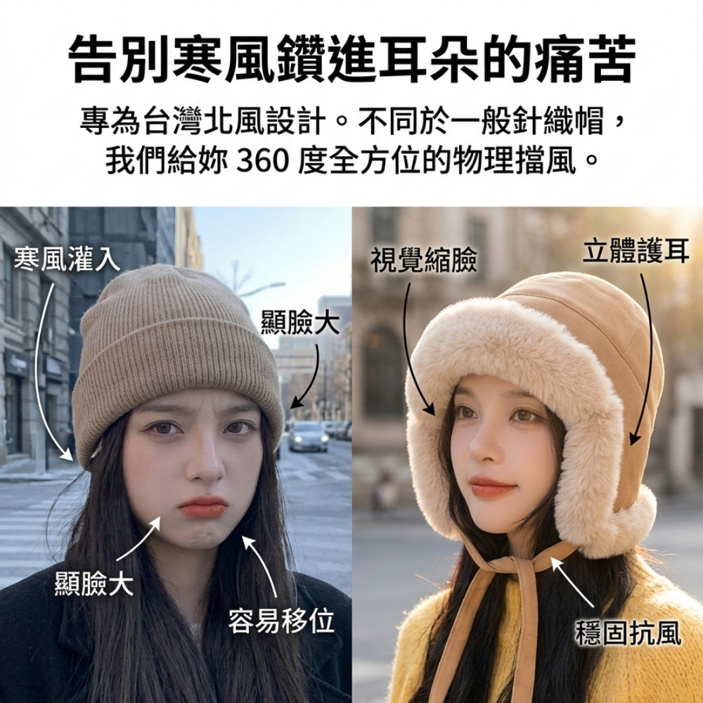 【Veluu】韓版仿兔毛防風蒙古帽/漁夫帽 軟糯親膚材質 立體顯臉小帽型 素顏必備