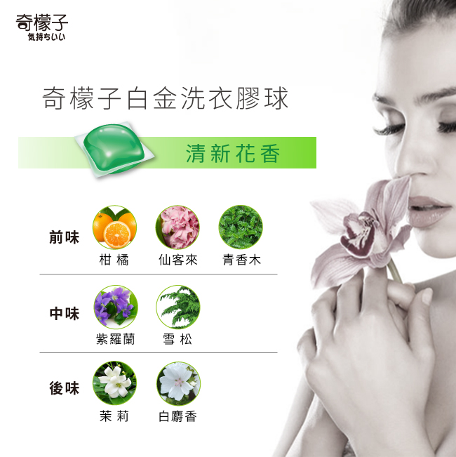 奇檬子白金香氛濃縮洗衣球 洗衣膠囊 洗衣凝膠 洗衣膠球(15ml/顆)