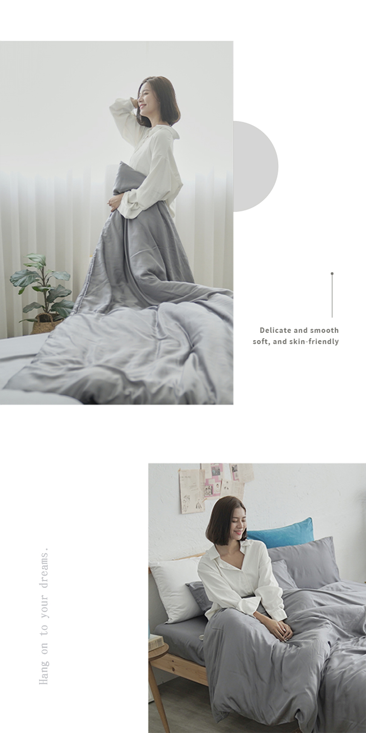 台灣製文青素色300織100%TENCEL™純天絲™親膚絲感床包被套組-60支專櫃級