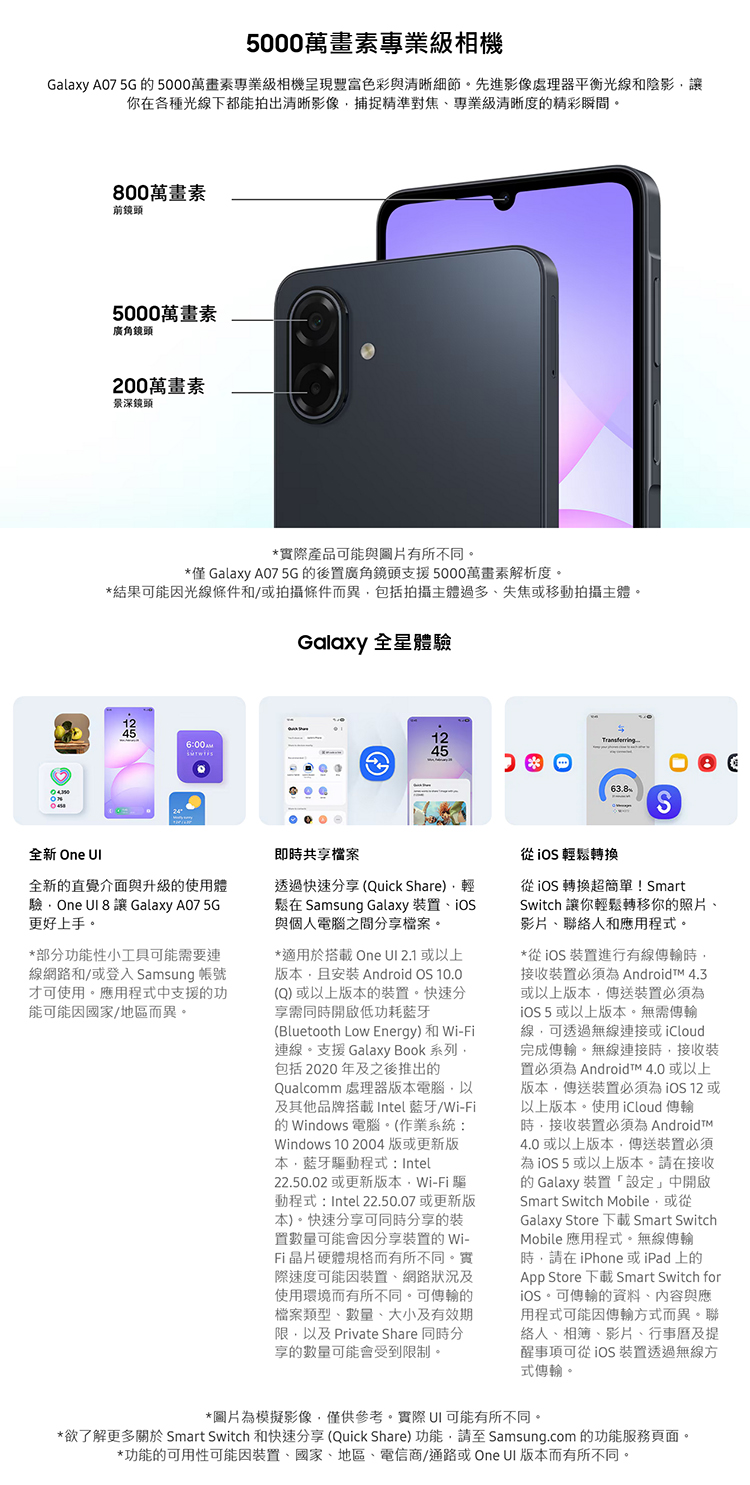 【Samsung】Galaxy A07 (4G/128G) 6.7吋 5G智慧型手機