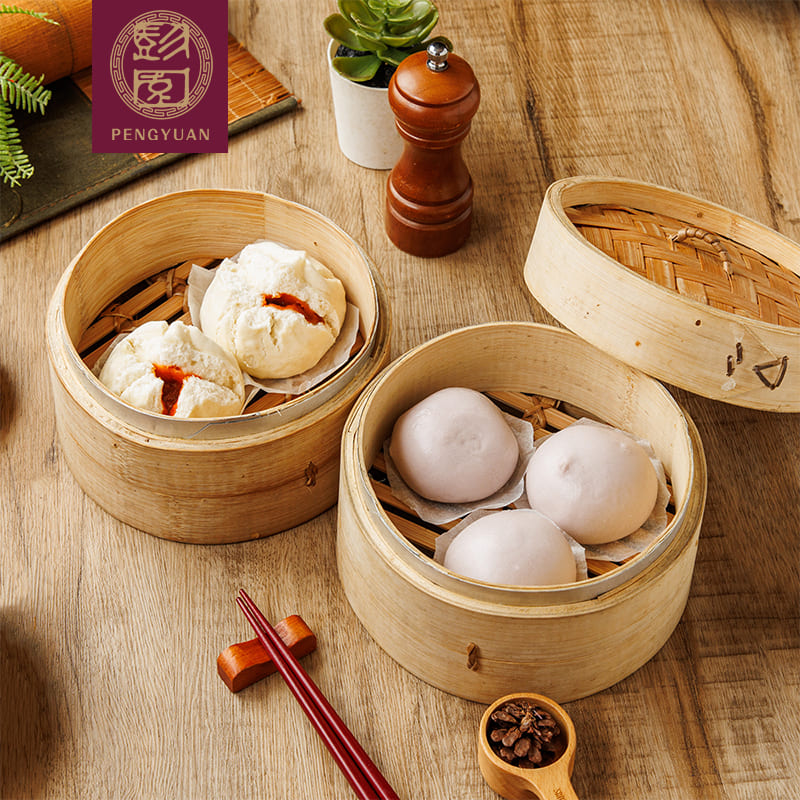 【彭園】甜鹹雙饗包6包(芋泥流沙包*3+叉燒包*3)